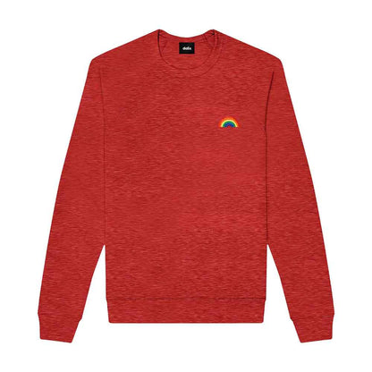 Dalix Rainbow Embroidered Crewneck Fleece Sweatshirt Pullover Mens in White 2XL XX-Large