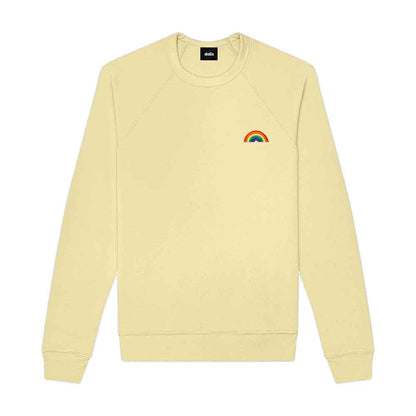 Dalix Rainbow Embroidered Crewneck Fleece Sweatshirt Pullover Mens in Natural L Large