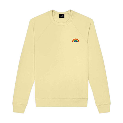 Dalix Rainbow Embroidered Crewneck Fleece Sweatshirt Pullover Mens in Natural M Medium