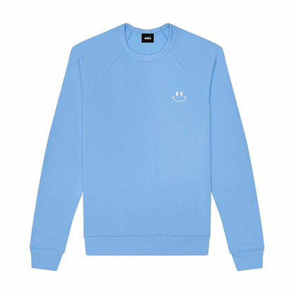 Dalix Smile Face Embroidered Fleece Crewneck Long Sleeve Sweatshirt Mens in Carolina Blue 2XL XX-Large