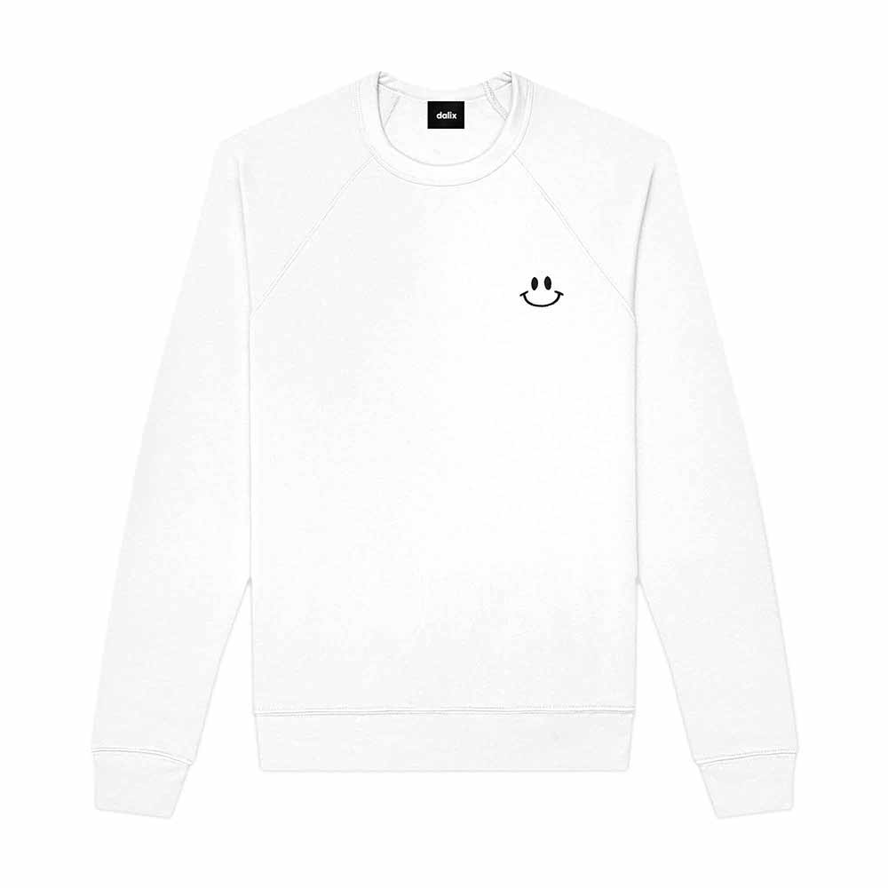 Dalix Smile Face Embroidered Fleece Crewneck Long Sleeve Sweatshirt Mens in 2XL XX-Large