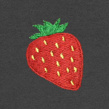 Dalix Strawberry Embroidered Fleece Crewneck Long Sleeve Sweatshirt Mens in Asphalt Gray 2XL XX-Large