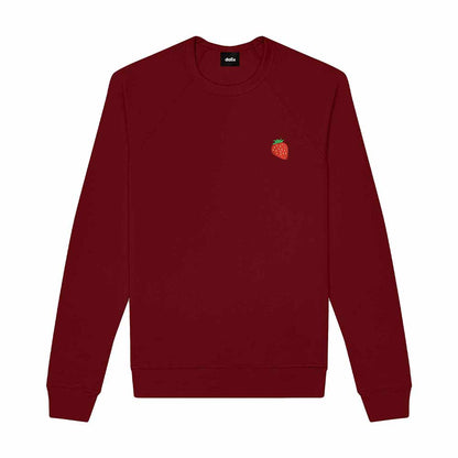 Dalix Strawberry Embroidered Fleece Crewneck Long Sleeve Sweatshirt Mens in Cardinal Red 2XL XX-Large