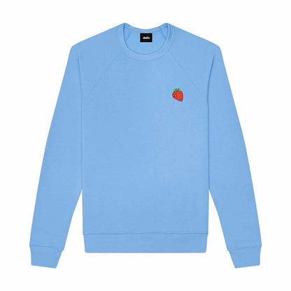 Dalix Strawberry Embroidered Fleece Crewneck Long Sleeve Sweatshirt Mens in Carolina Blue 2XL XX-Large