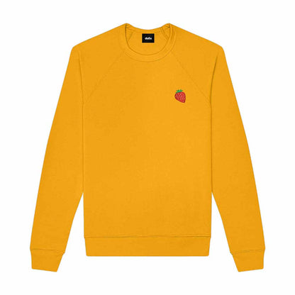 Dalix Strawberry Embroidered Fleece Crewneck Long Sleeve Sweatshirt Mens in Gold 2XL XX-Large