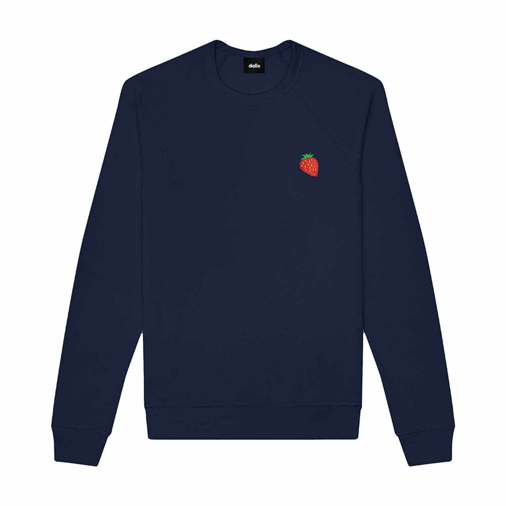 Dalix Strawberry Embroidered Fleece Crewneck Long Sleeve Sweatshirt Mens in 2XL XX-Large