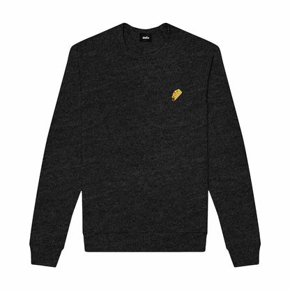 Dalix Taco Embroidered Fleece Crewneck Long Sleeve Sweatshirt Mens in Dark Heather 2XL XX-Large