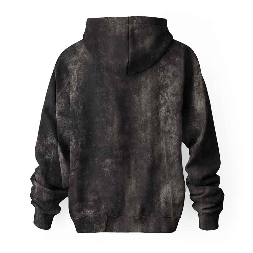 Dalix Pizza Embroidered Fleece Hoodie Mineral Wash Long Sleeve Sweatshirt Mens in Black 2XL XX-Large