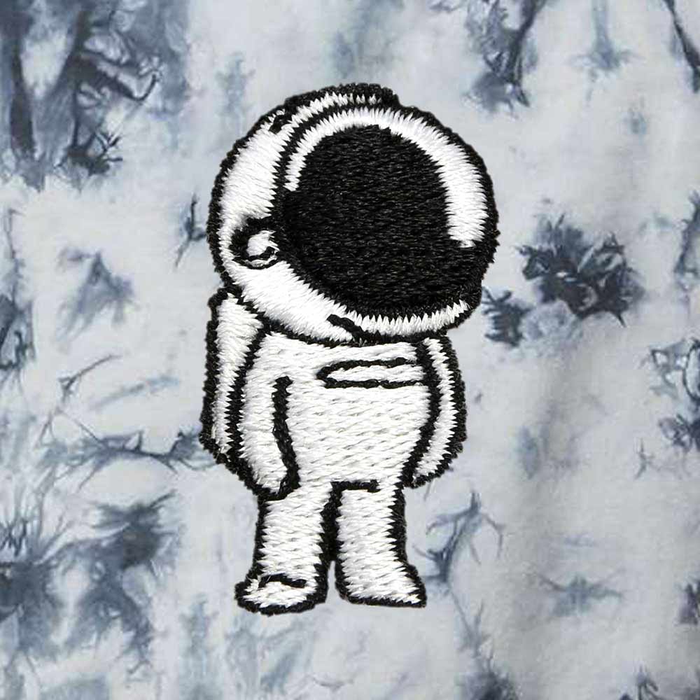 Dalix Astronaut Embroidered Fleece Tie Dye Wash Long Sleeve Crewneck Sweatshirt Mens in Tie Dye Black 2XL XX-Large