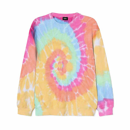 Dalix UFO Embroidered Fleece Tie Dye Wash Long Sleeve Crewneck Sweatshirt Mens in Tie Dye Rainbow 2XL XX-Large