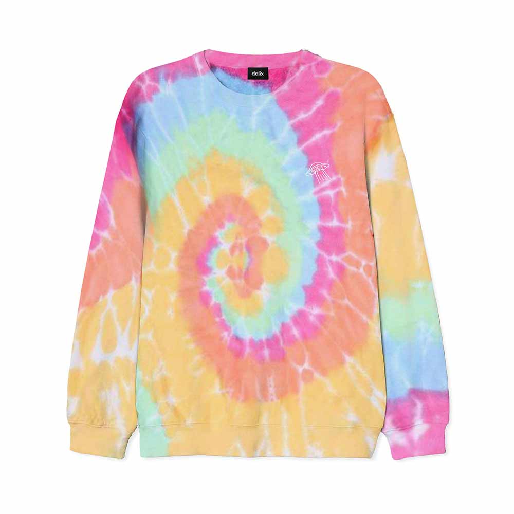 Dalix UFO Midweight Fleece Tie Dye Crewneck Sweatshirt