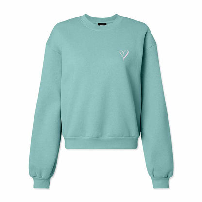 Dalix Heart Midweight Fleece Relaxed Sweatshirt