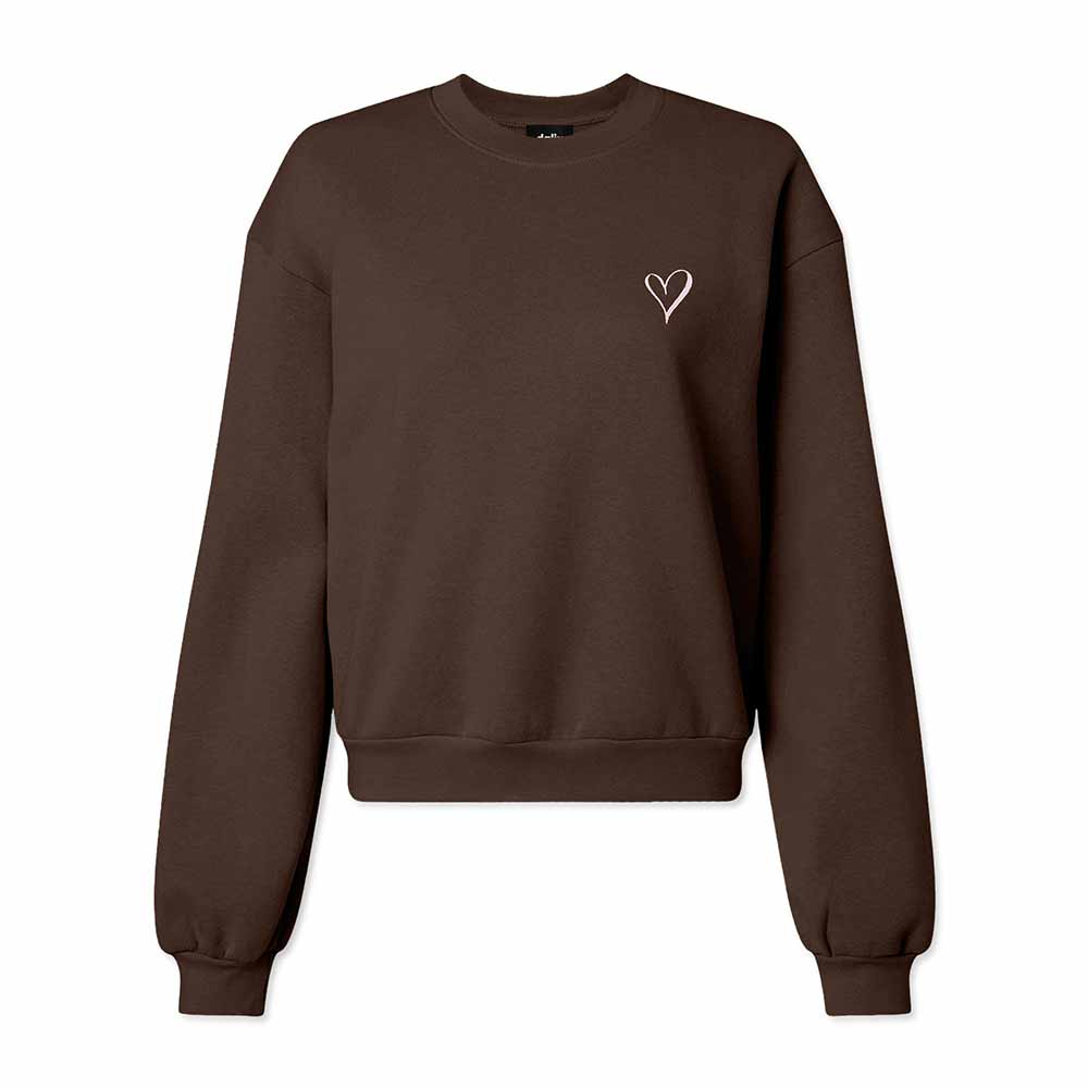 Dalix Heart Midweight Fleece Relaxed Sweatshirt
